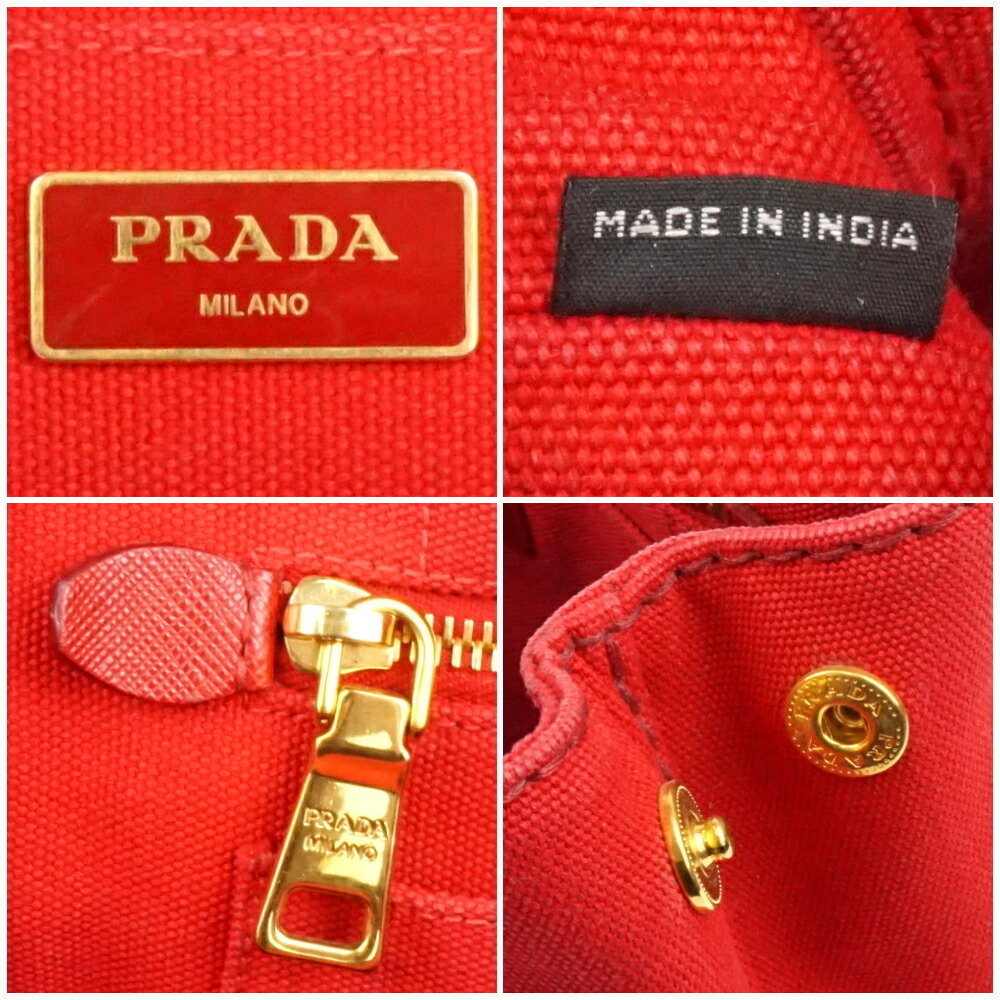 Prada Red Bag tote crossbody Shoulder handbag Canapa Bag Canvas - Picture 6 of 9